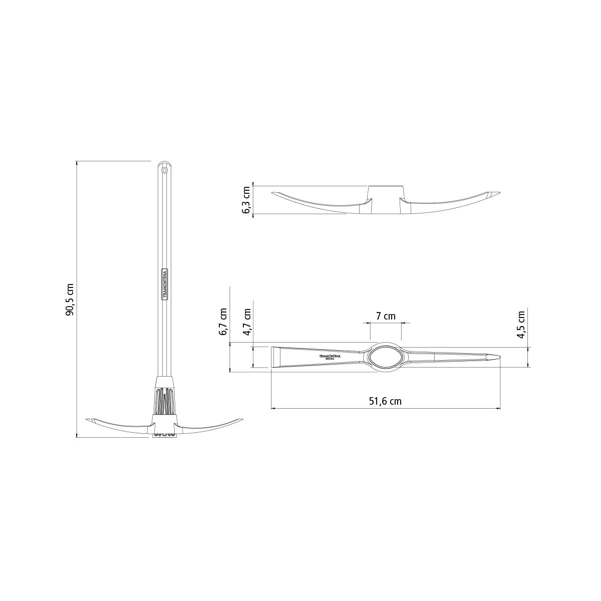 Pioche en acier avec manche bois 90 cm – Réf. 77300553 - Tramontina
