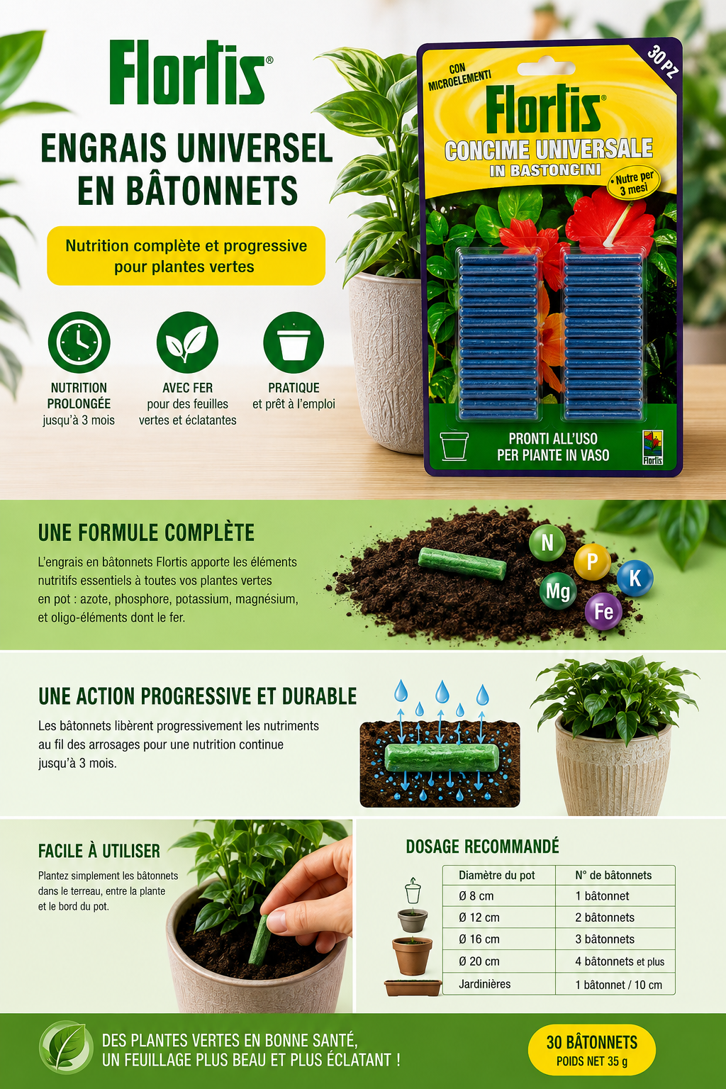 Engrais Universel en Bâtonnets – Flortis – Image 2